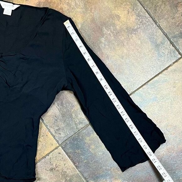 Allison Taylor Black V-neck 100% Silk Blouse XL - Picture 6 of 10